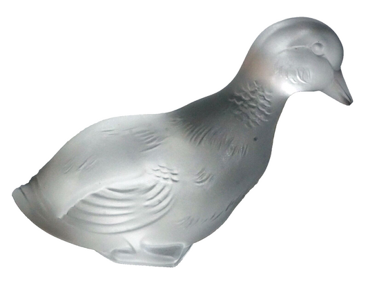 Vintage French Crystal Resting Duck Figurine Paperweight by Baccarat  (Kai)