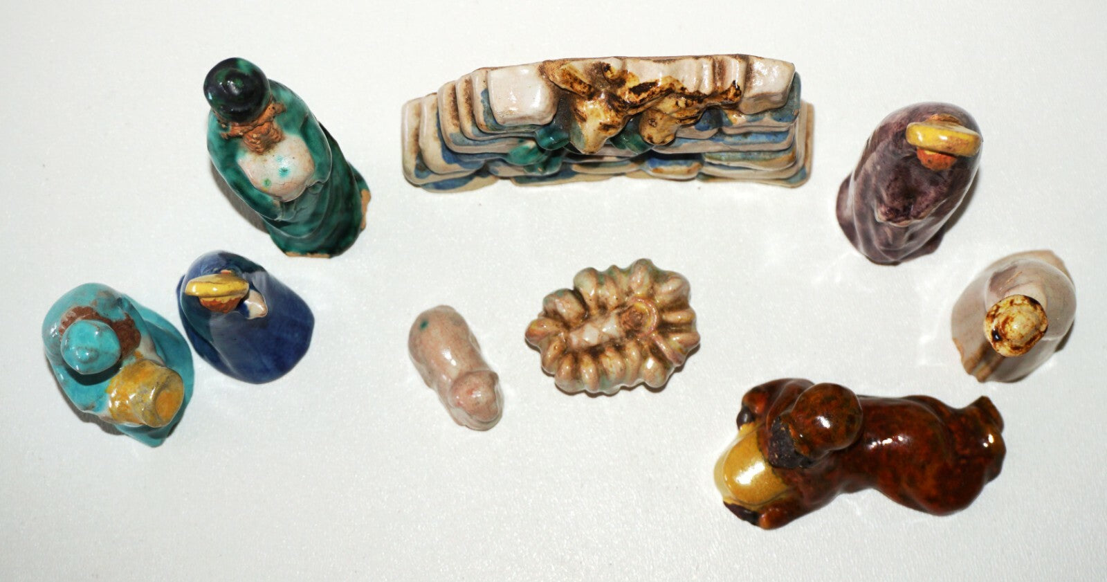 9Pc 1920s German Glazed Pottery Creche Christmas Nativity Scene  (HMLC) 17