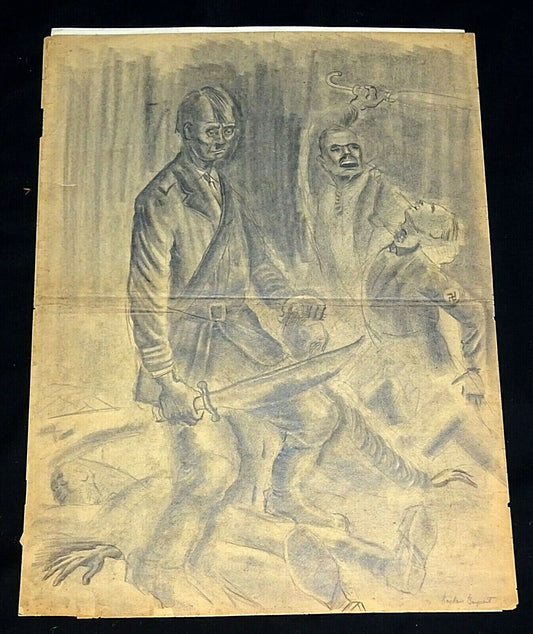 1940s Expressionist Pencil Drawings Fascist Caricatures by Boydan Baynert (CuM)