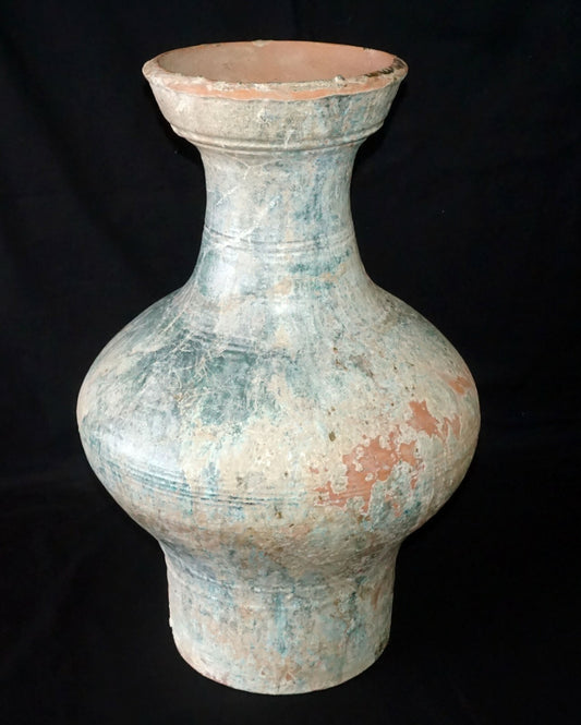 2000 Year Old Chinese Han Period Green Glaze Stoneware Hu Jar Iridescence (DaM)