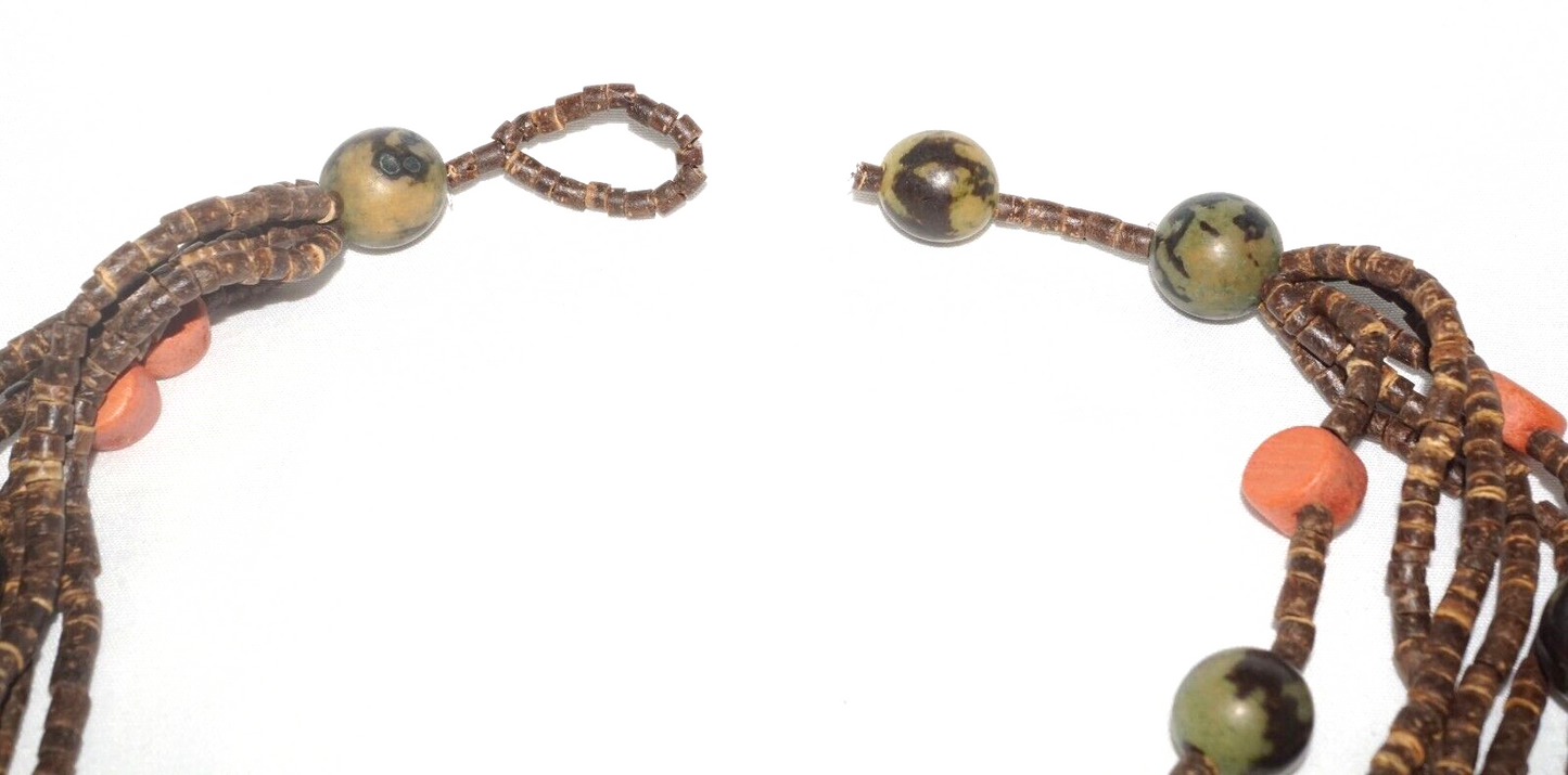 Beaded Multi Strand + Statement Abalone Shell Necklace & Earrings (MaM)4