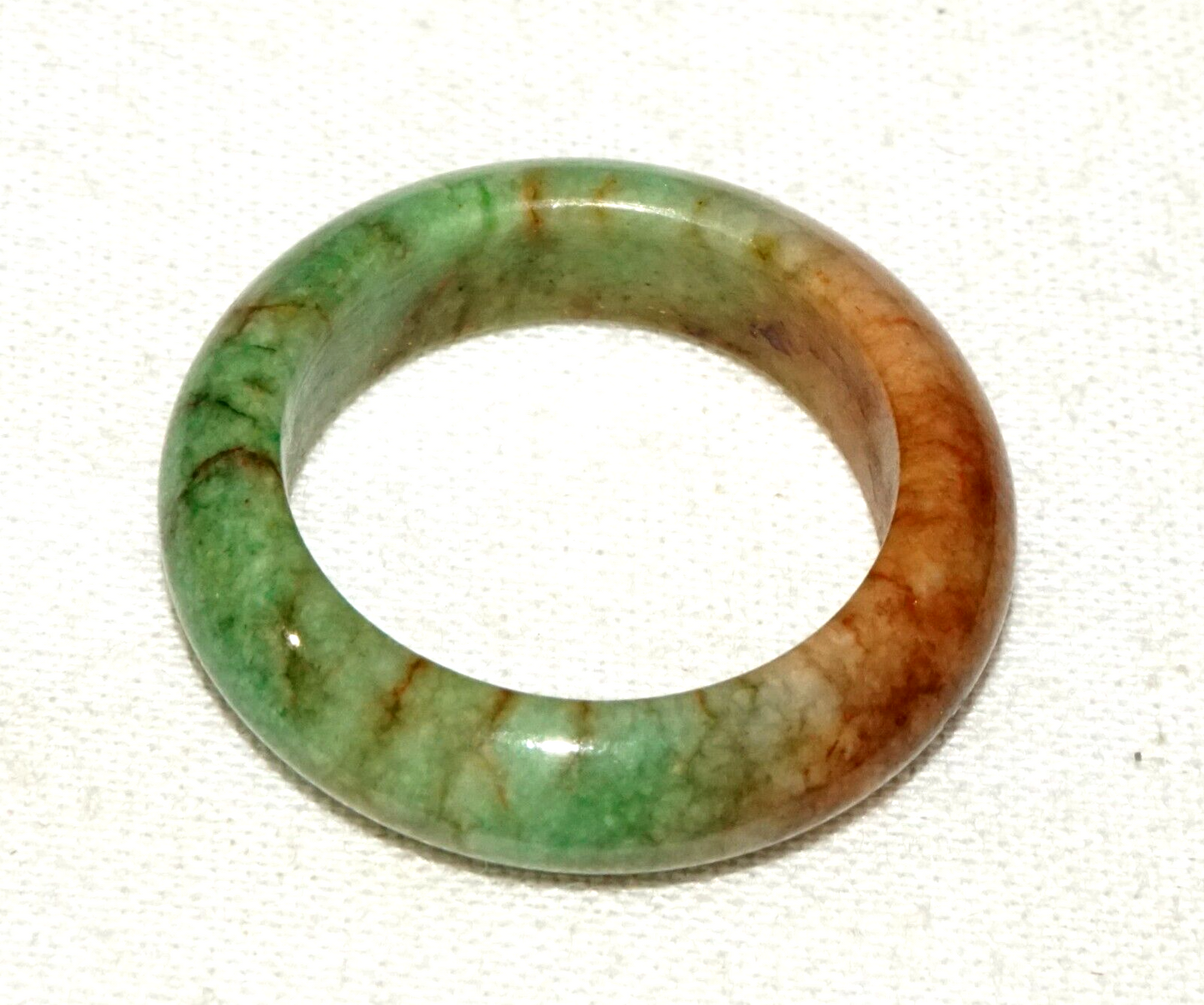 Vintage Chinese Green & Russet Jadeite Jade Ring Sz. 7.25  (GoB) #9