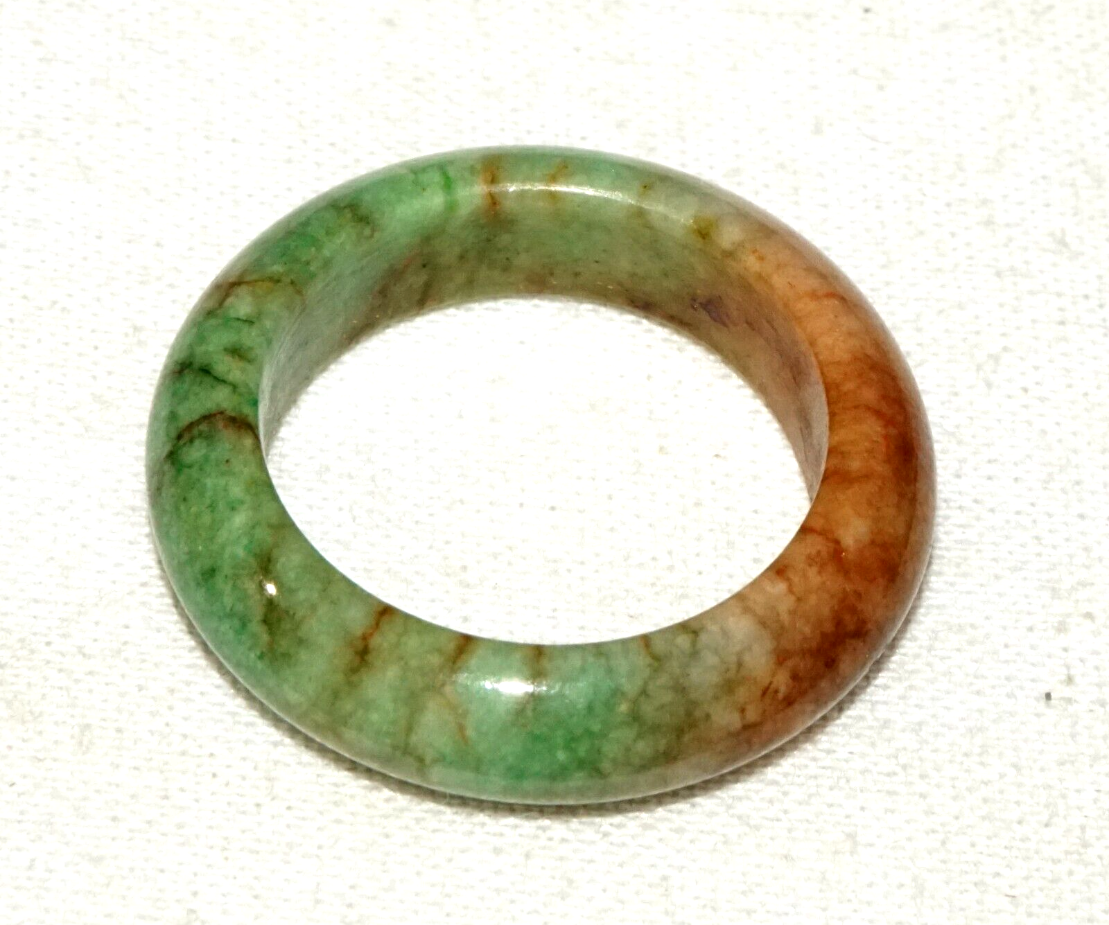 Vintage Chinese Green & Russet Jadeite Jade Ring Sz. 7.25  (GoB) #9