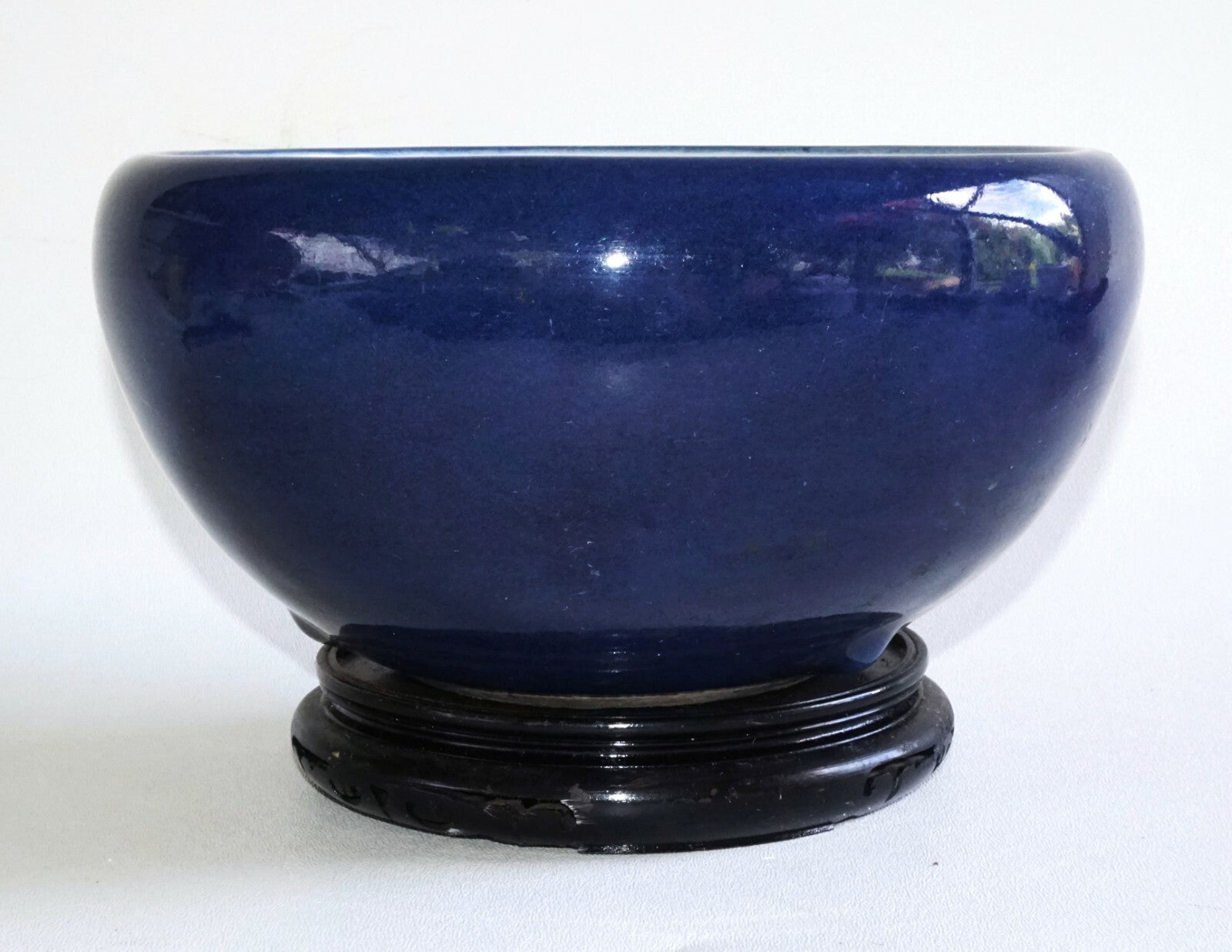 19C Chinese Qing Cobalt Blue Incense Burner w. 3x Knob Design  (AHB)