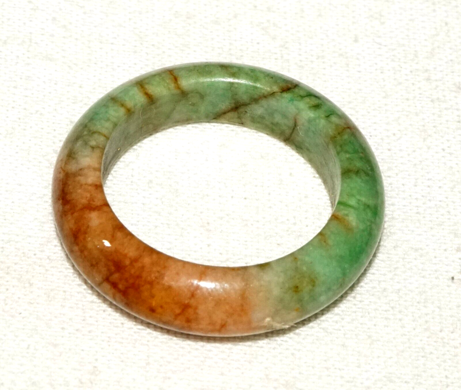 Vintage Chinese Green & Russet Jadeite Jade Ring Sz. 7.25  (GoB) #9