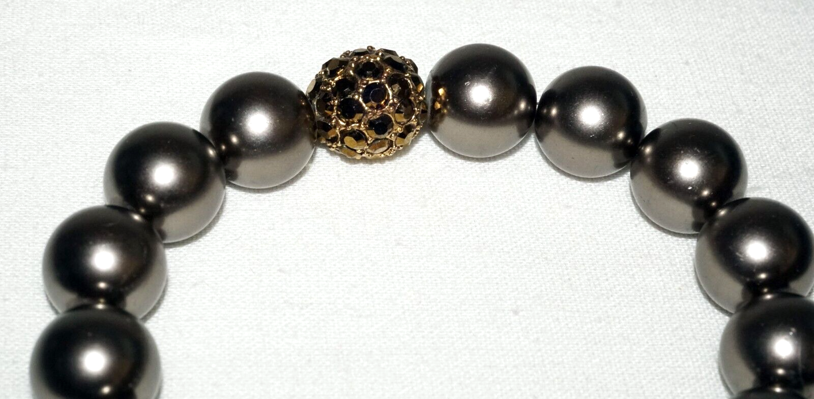 Vintage Fashion Bracelet w. Brown Metal Beads & Stone Studded Accent  (KoS) L8