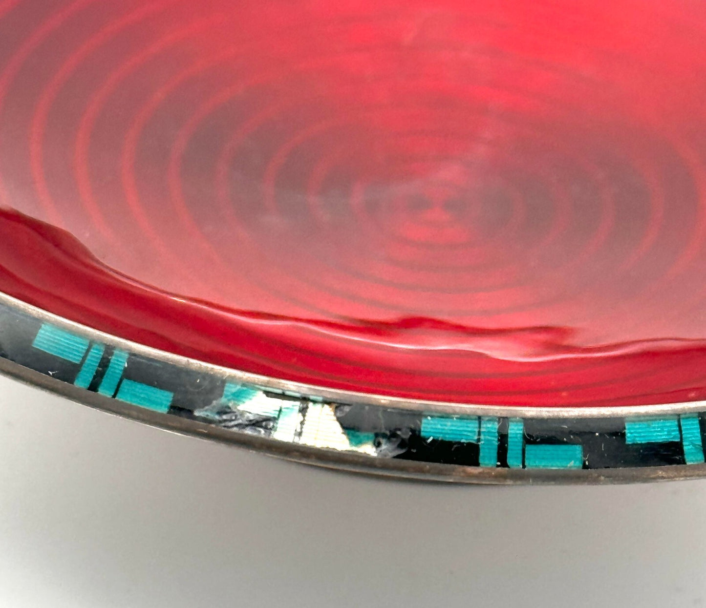 1960s Norwegian Sterling Silver Small Red Enamel Dish By David-Andersen (WeP)
