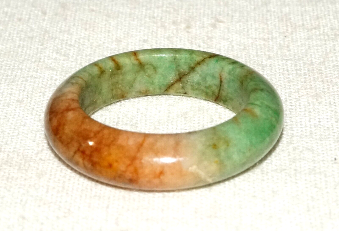 Vintage Chinese Green & Russet Jadeite Jade Ring Sz. 7.25  (GoB) #9