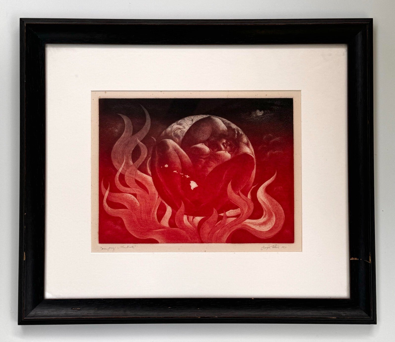 1977 Print Pele Giving Birth To The Hawaiian Islands by Joseph Feher  (KuK)