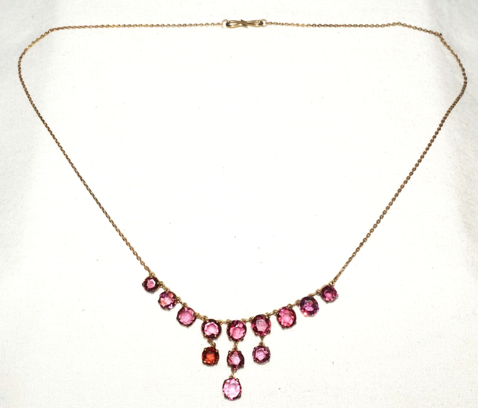Vintage Gold-washed Sterling Silver Necklace w. 13x Amethyst Pendant  (GoB *#22