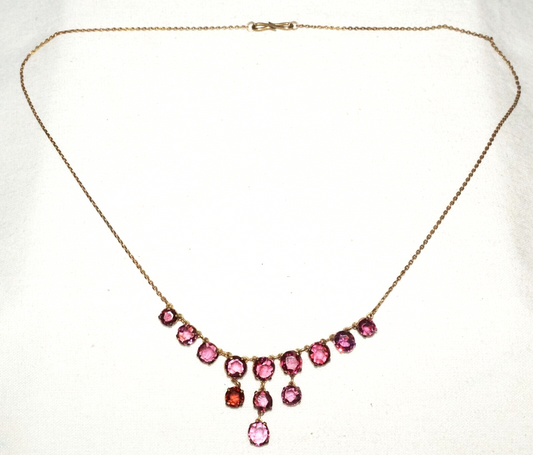 Vintage Gold-washed Sterling Silver Necklace w. 13x Amethyst Pendant  (GoB *#22
