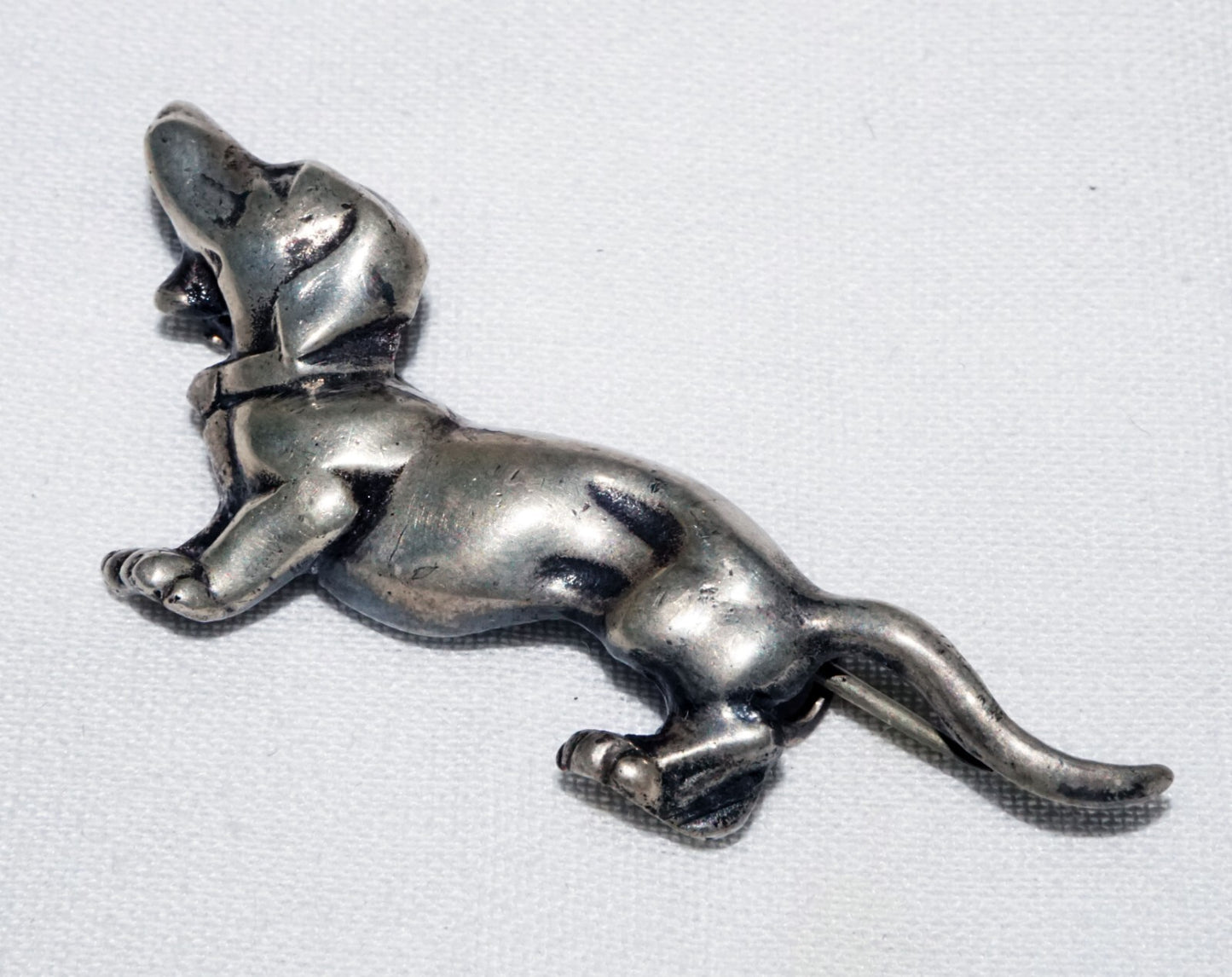 1950 Swedish Sterling Silver Dachshund Wiener Dog Brooch Pin by WGJ  (ShI)