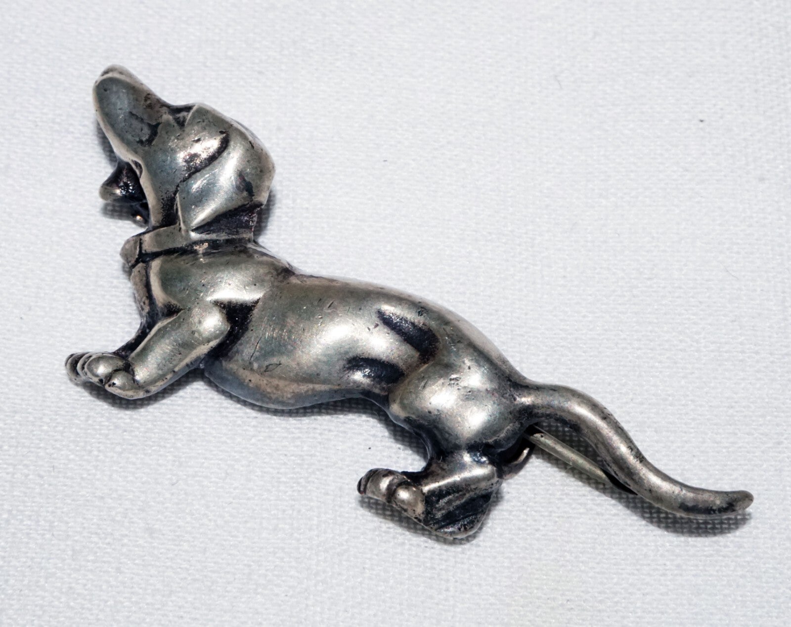 1950 Swedish Sterling Silver Dachshund Wiener Dog Brooch Pin by WGJ  (ShI)