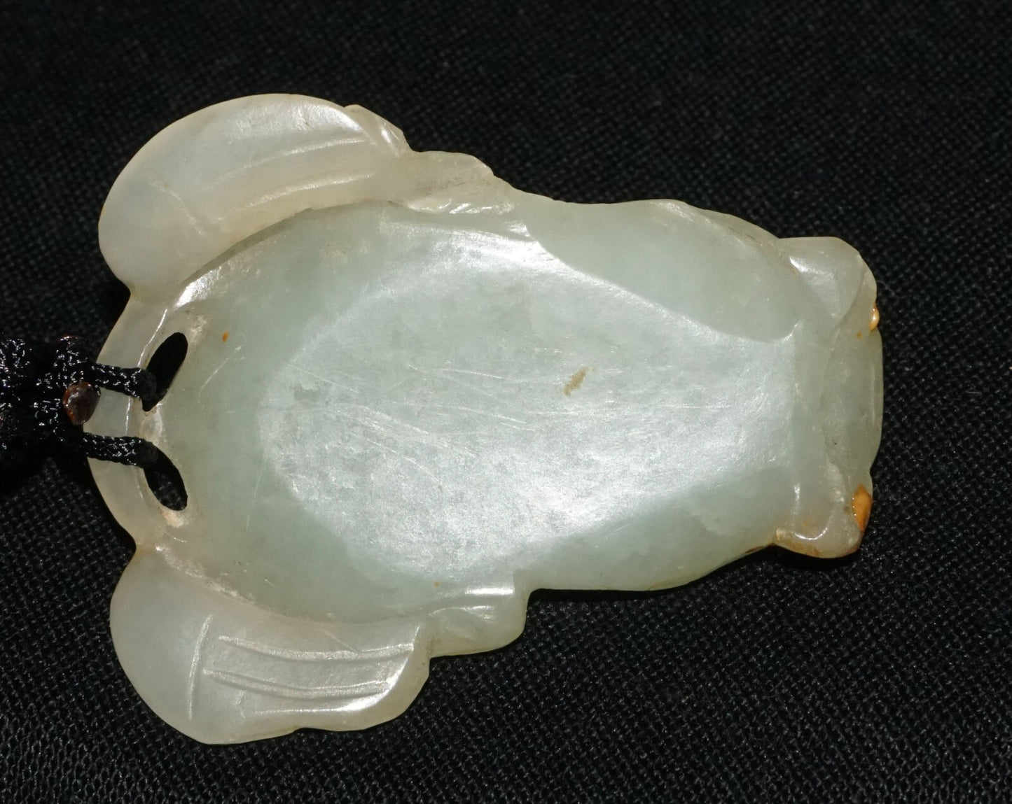 Antique Chinese Grey Green Nephrite Jade Toad Motif Carved Pendant  (LeS)L23