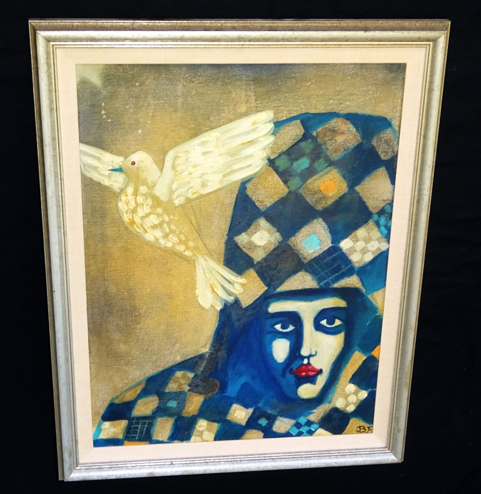 1975 French Oil Painting "Harlequin" by BF Bernard Fouilloux  (Mat)