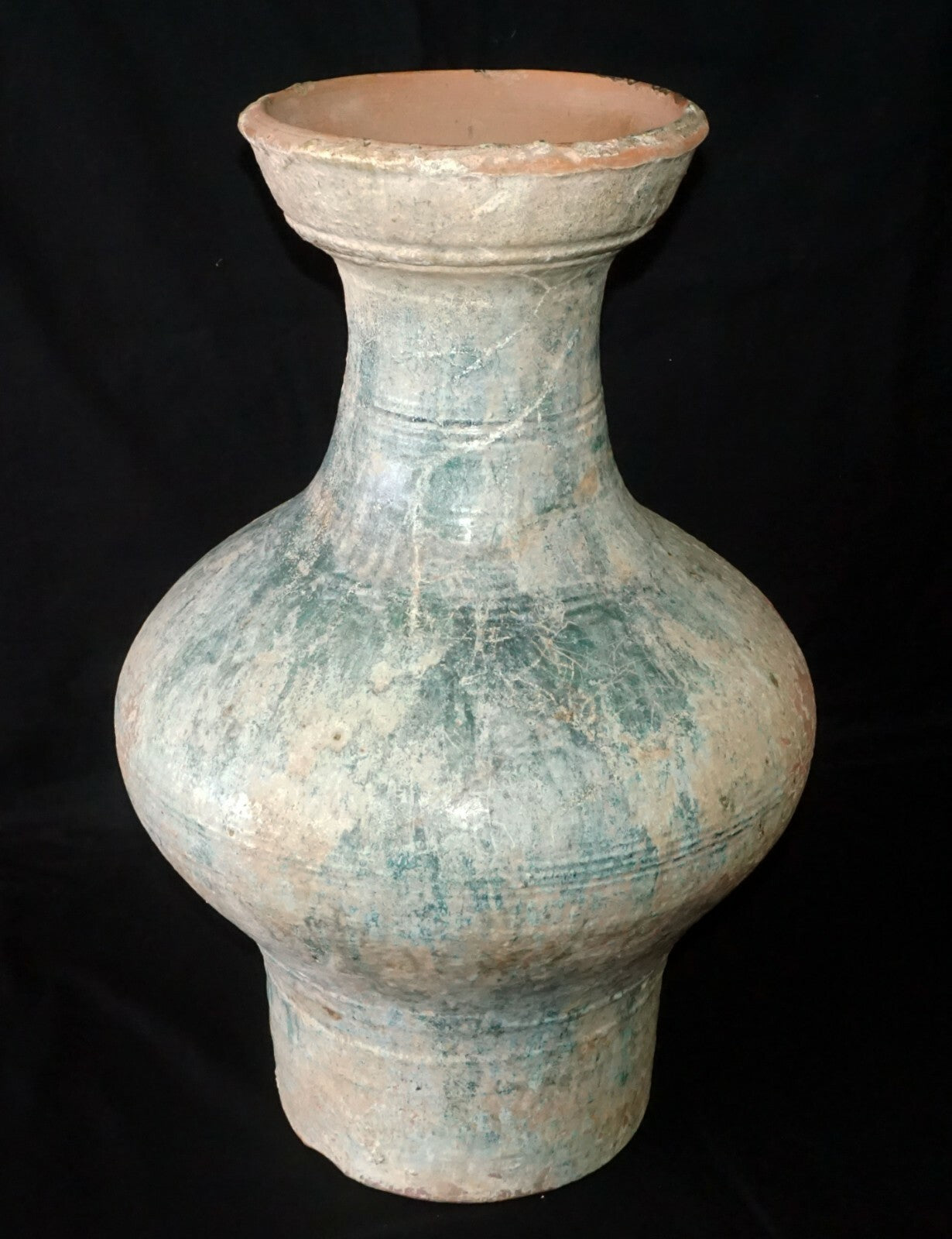 2000 Year Old Chinese Han Period Green Glaze Stoneware Hu Jar Iridescence (DaM)