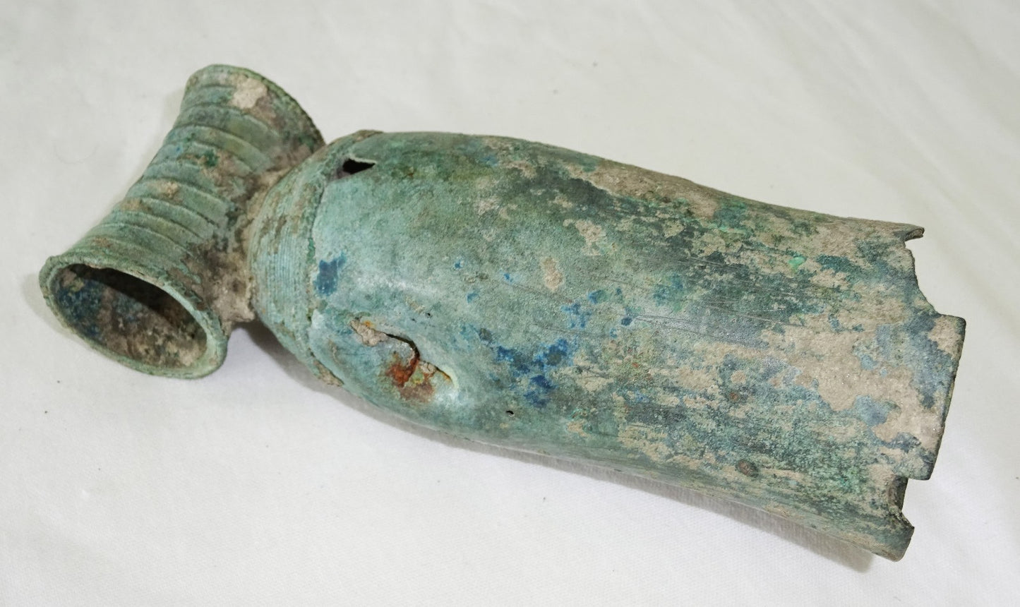 7-11C Thai Dvaravati Period Lop Buri Bronze Bell w. Tube Holder - Excavated(Mil)