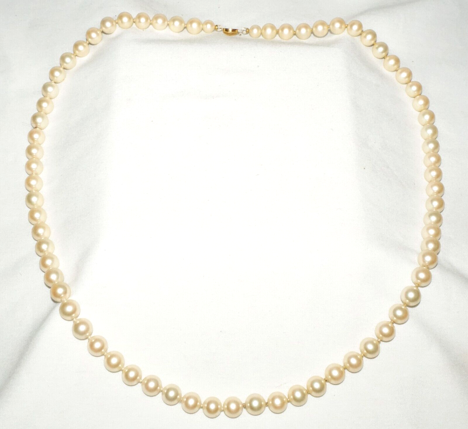 Vintage Faux Pearl Necklace 30" w. Gold Plated Clasp  (KoS) L15