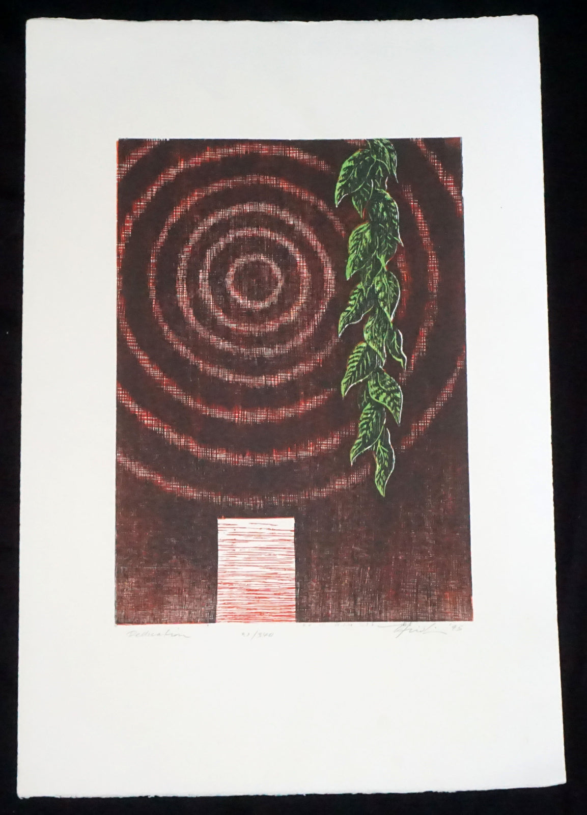 02 Hawaii Woodcut Print 74/75 "Vertical Light" by Hiroki Morinoue (b.1947)(KuK)