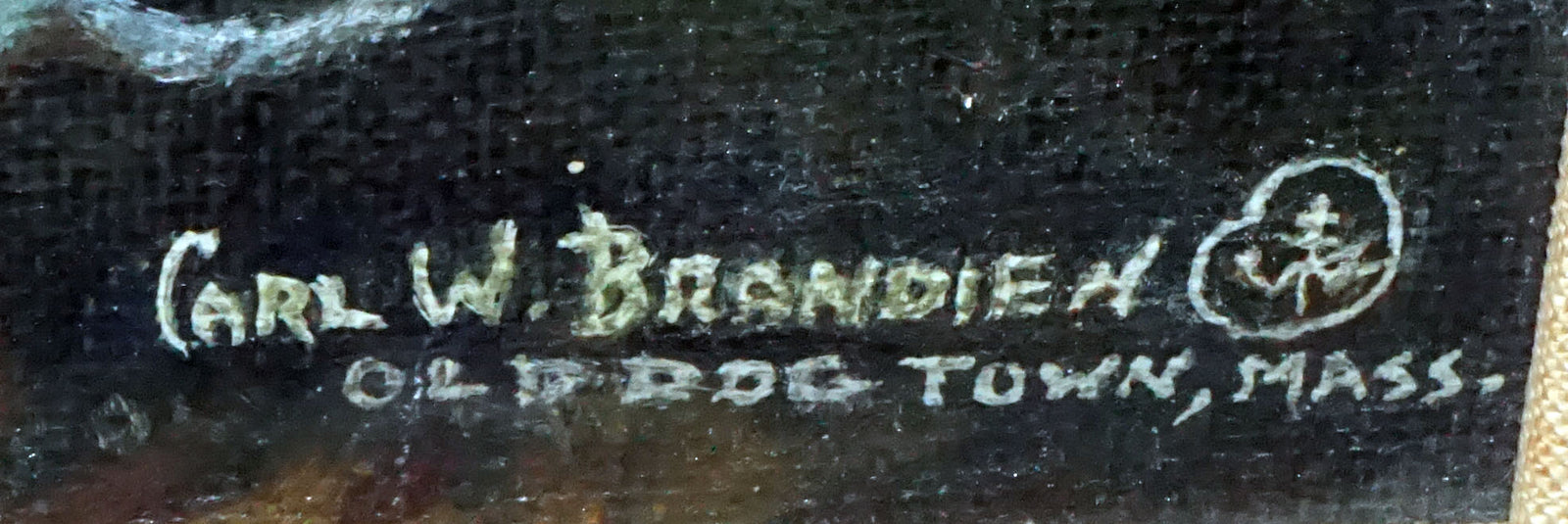 American Oil Painting Legend-Old Dog Town, Cape Ann, Mass. by Carl W. Brandien