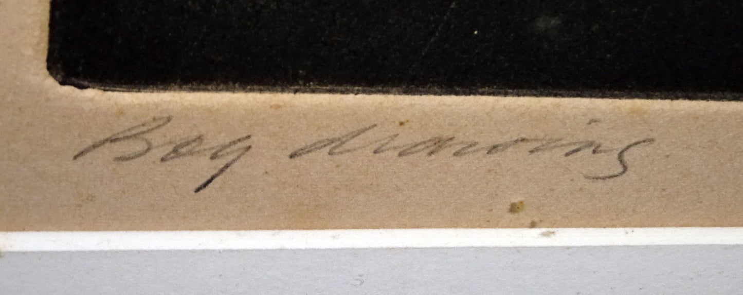 1969 US Etching Aquatint Print AP "Boy Drawing w Chalk"  by Ben K.illegible(***)