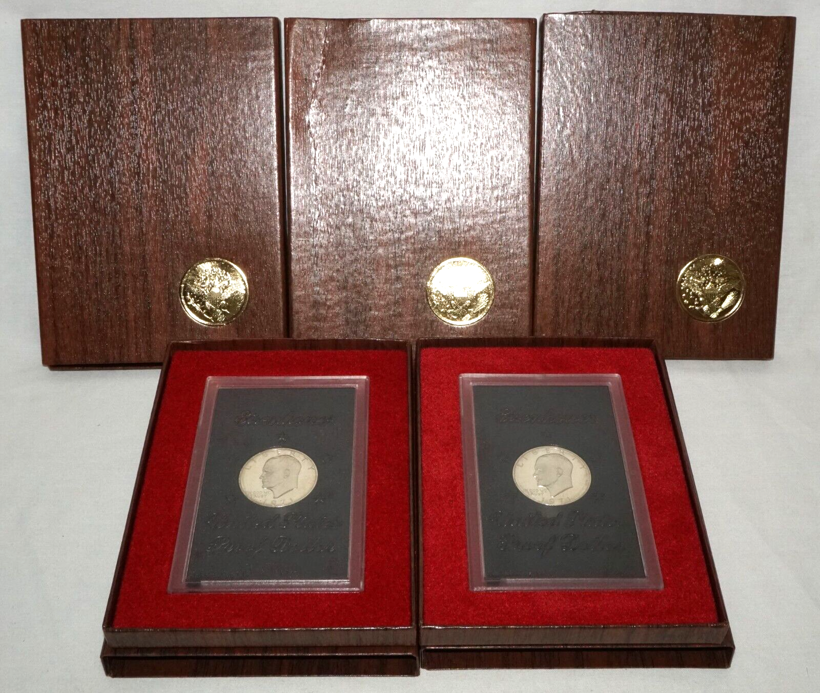 5Pc 1971 US Eisenhower Uncirculated Proof $1 Silver Coin in Case  (KiL)