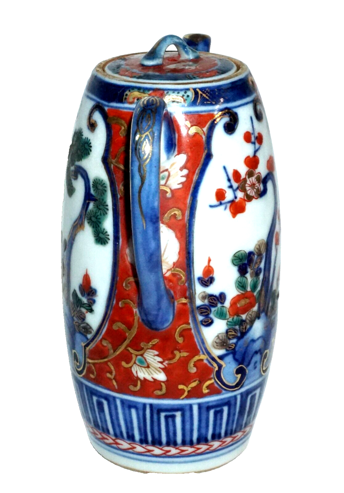 Antique Japanese Imari Porcelain Small Hot Chocolate Pot w. Floral Motif  (Kai)