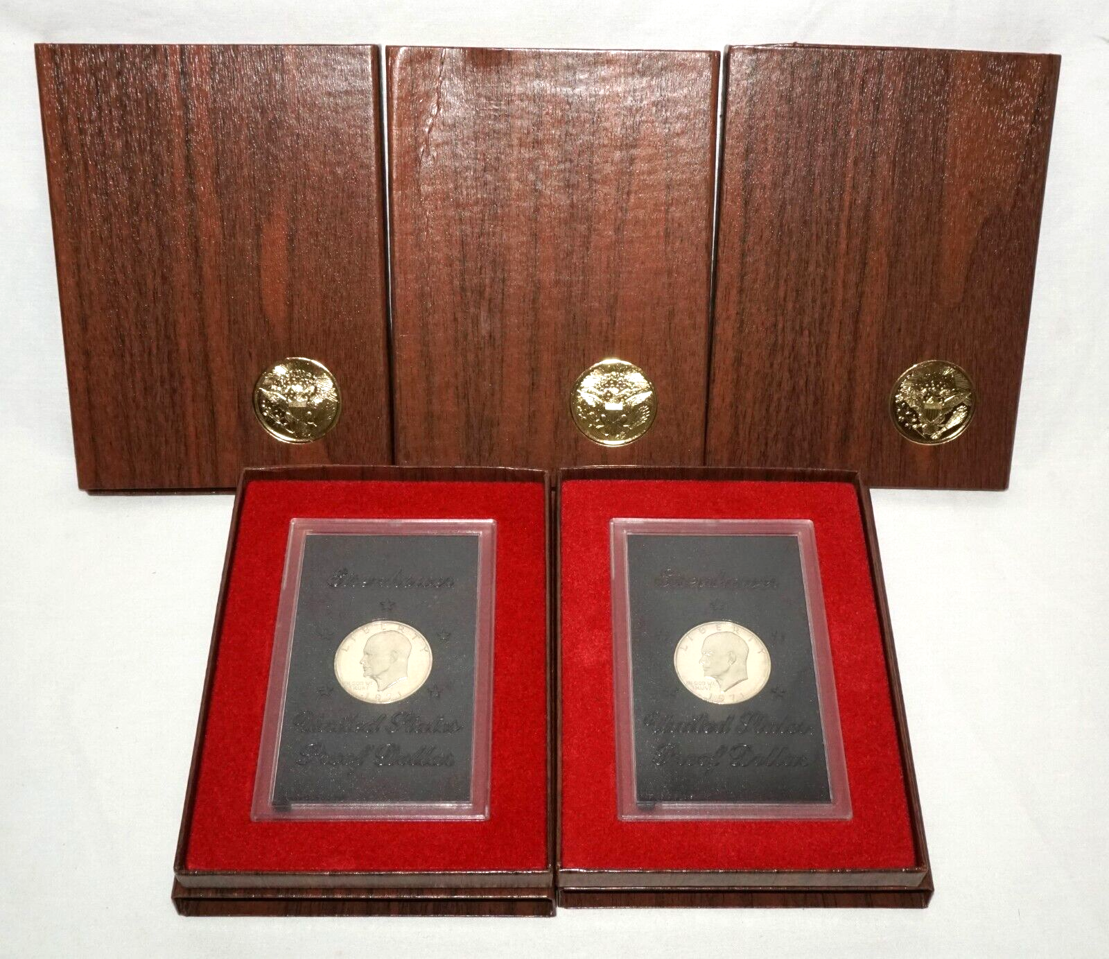 5Pc 1971 US Eisenhower Uncirculated Proof $1 Silver Coin in Case  (KiL)