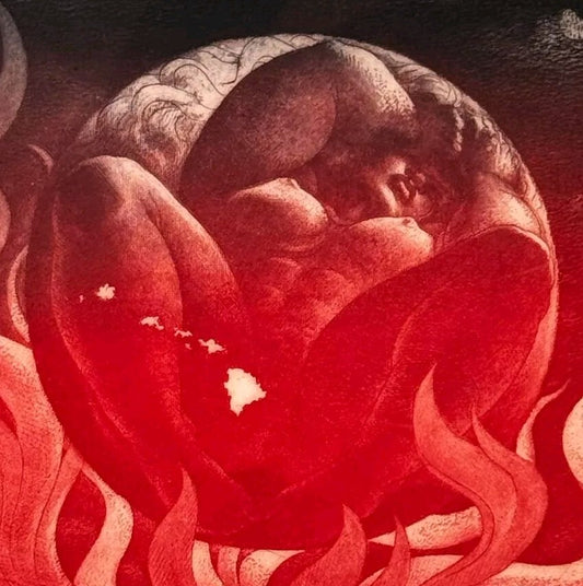 1977 Print Pele Giving Birth To The Hawaiian Islands by Joseph Feher  (KuK)