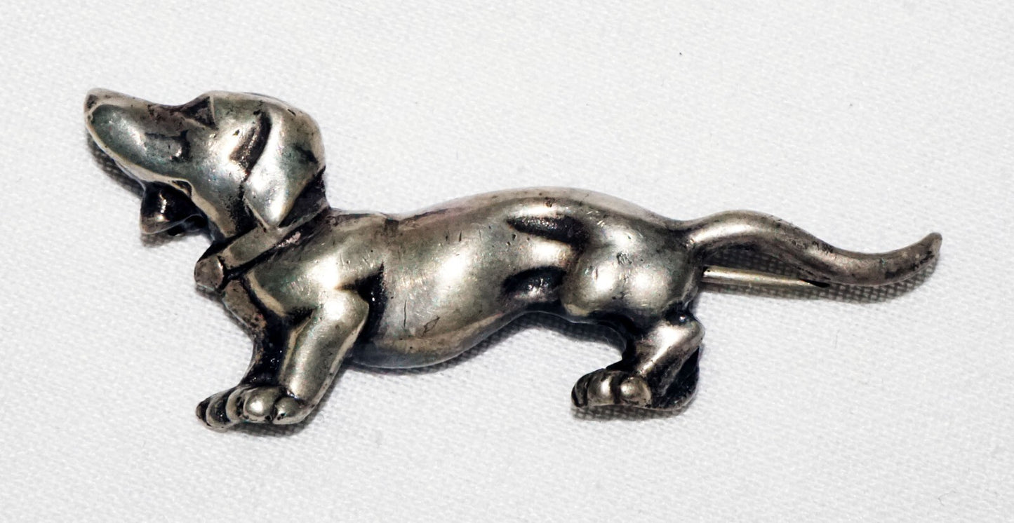 1950 Swedish Sterling Silver Dachshund Wiener Dog Brooch Pin by WGJ  (ShI)