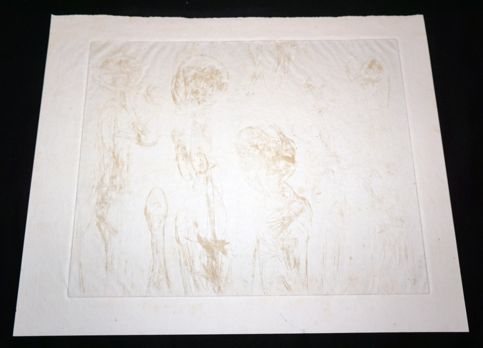 '62 California Abstract Etching Print "Sick Family"  by William Hesthal (Mod)