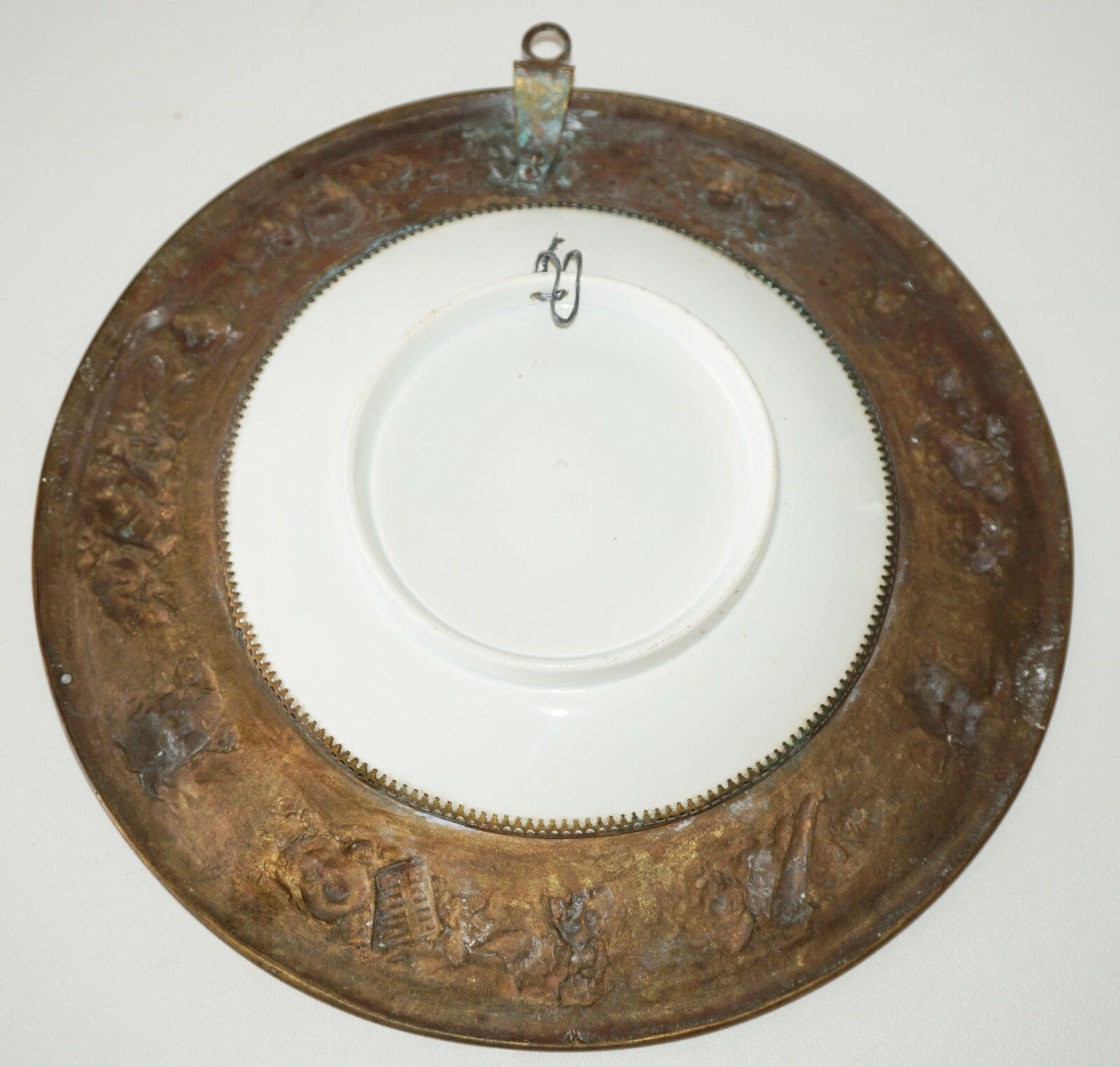 Continental Porcelain & Enamel Female Portrait Painting Gilt Bronze Frame (RiS)