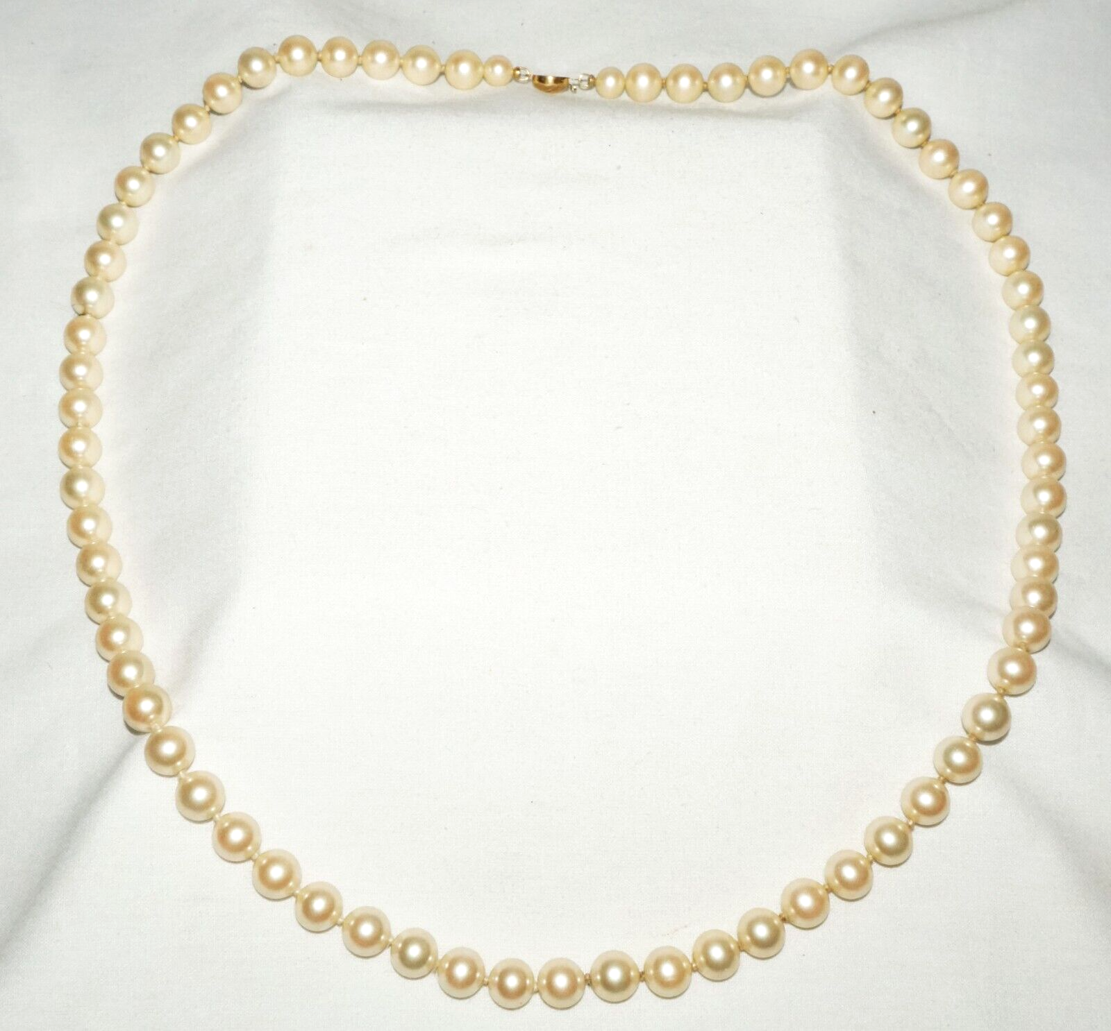 Vintage Faux Pearl Necklace 30" w. Gold Plated Clasp  (KoS) L15