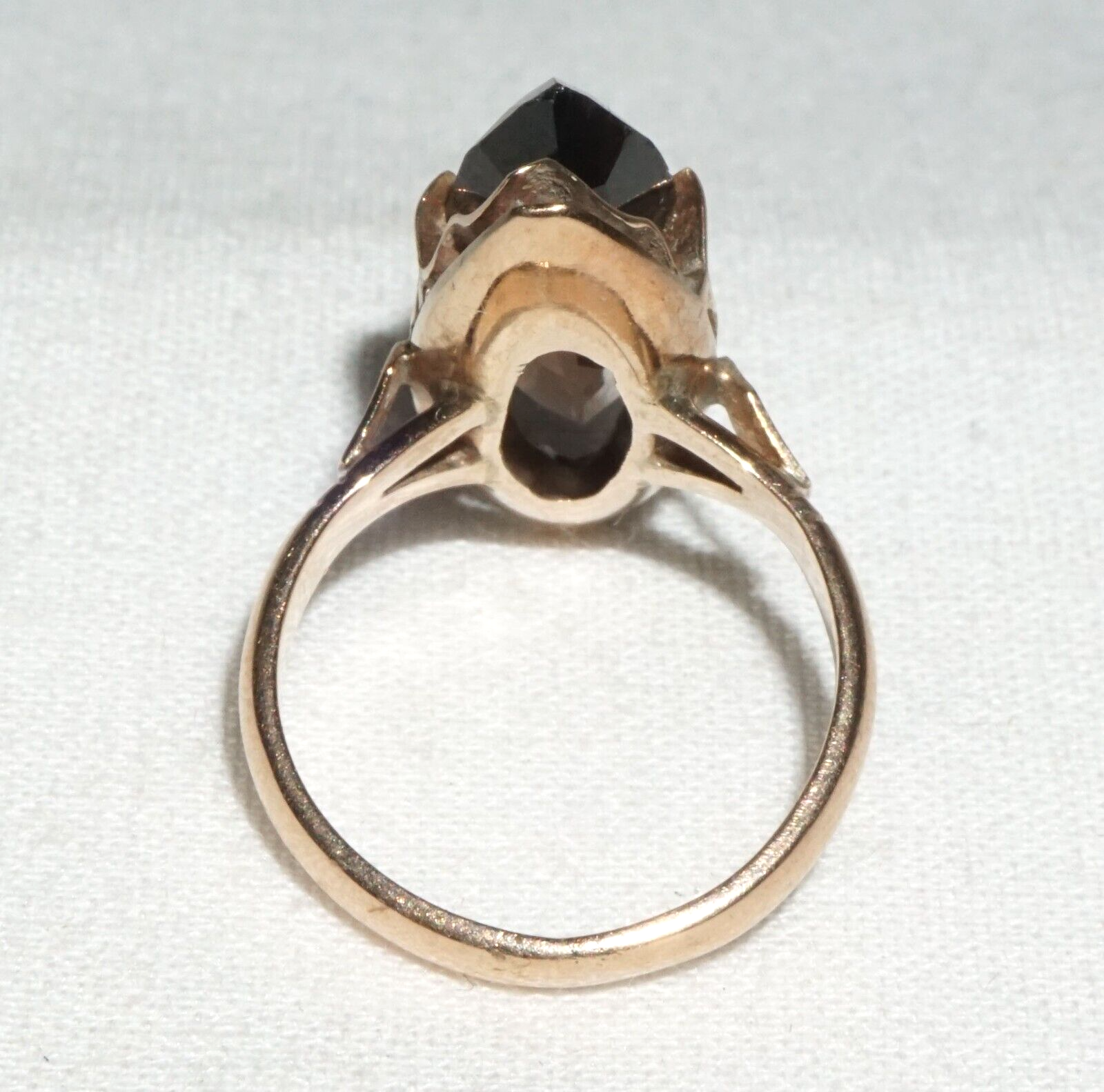 Vintage 14k Yellow Gold  Ring Sz.5.5 set 1x Marquise Cut Smoky Quartz (BrM)L3