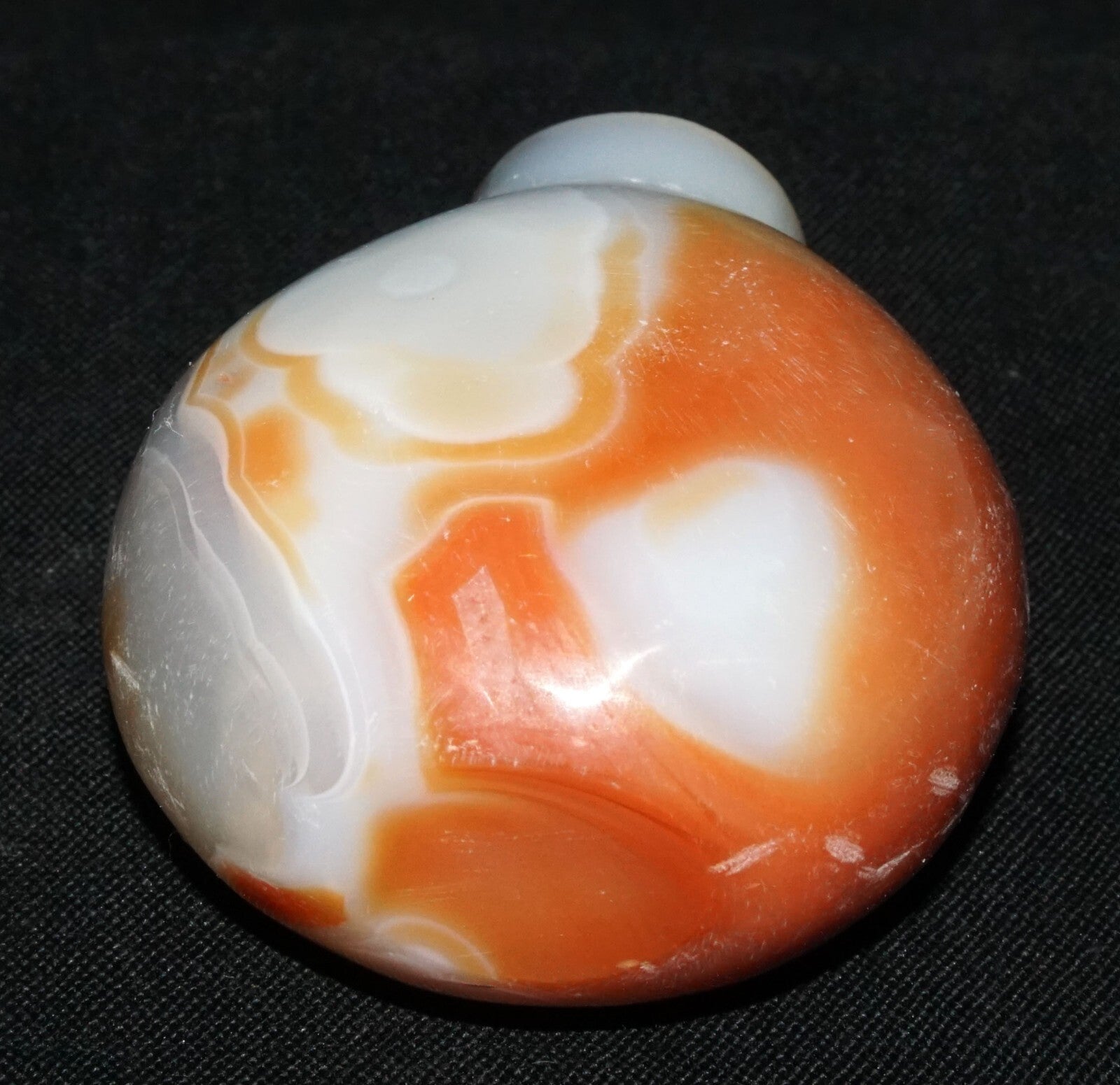 Vintage Chinese Grey & Red Agate Carved Snuff Bottle  (LeS) G17