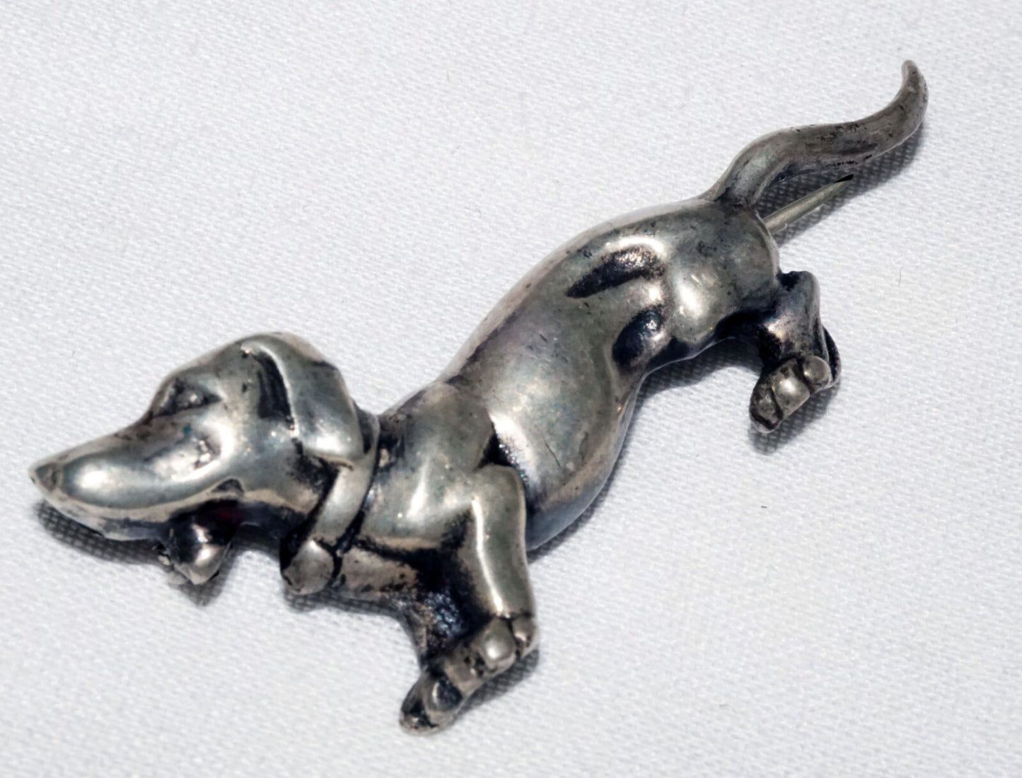 1950 Swedish Sterling Silver Dachshund Wiener Dog Brooch Pin by WGJ  (ShI)