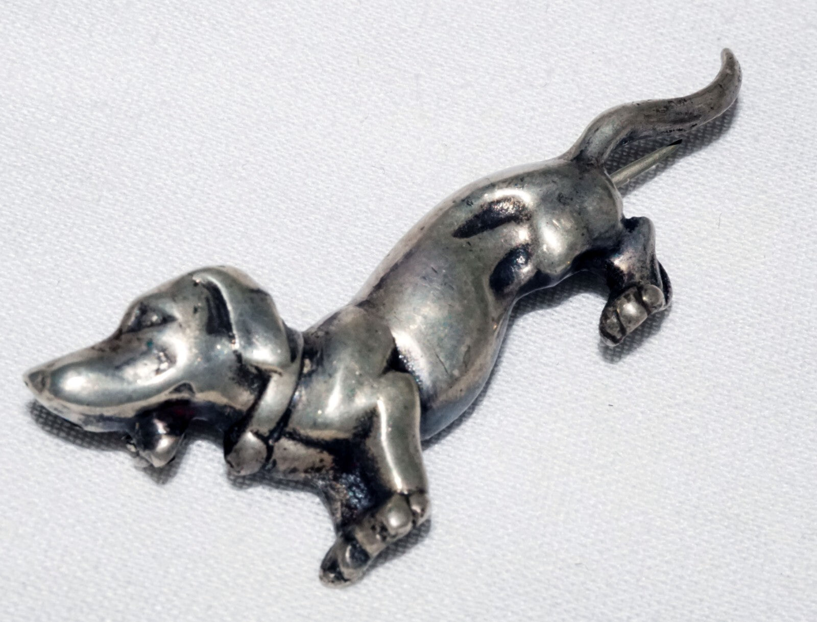 1950 Swedish Sterling Silver Dachshund Wiener Dog Brooch Pin by WGJ  (ShI)