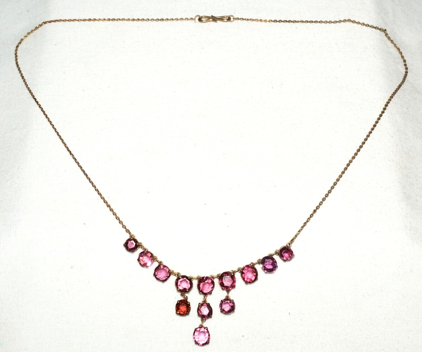 Vintage Gold-washed Sterling Silver Necklace w. 13x Amethyst Pendant  (GoB *#22