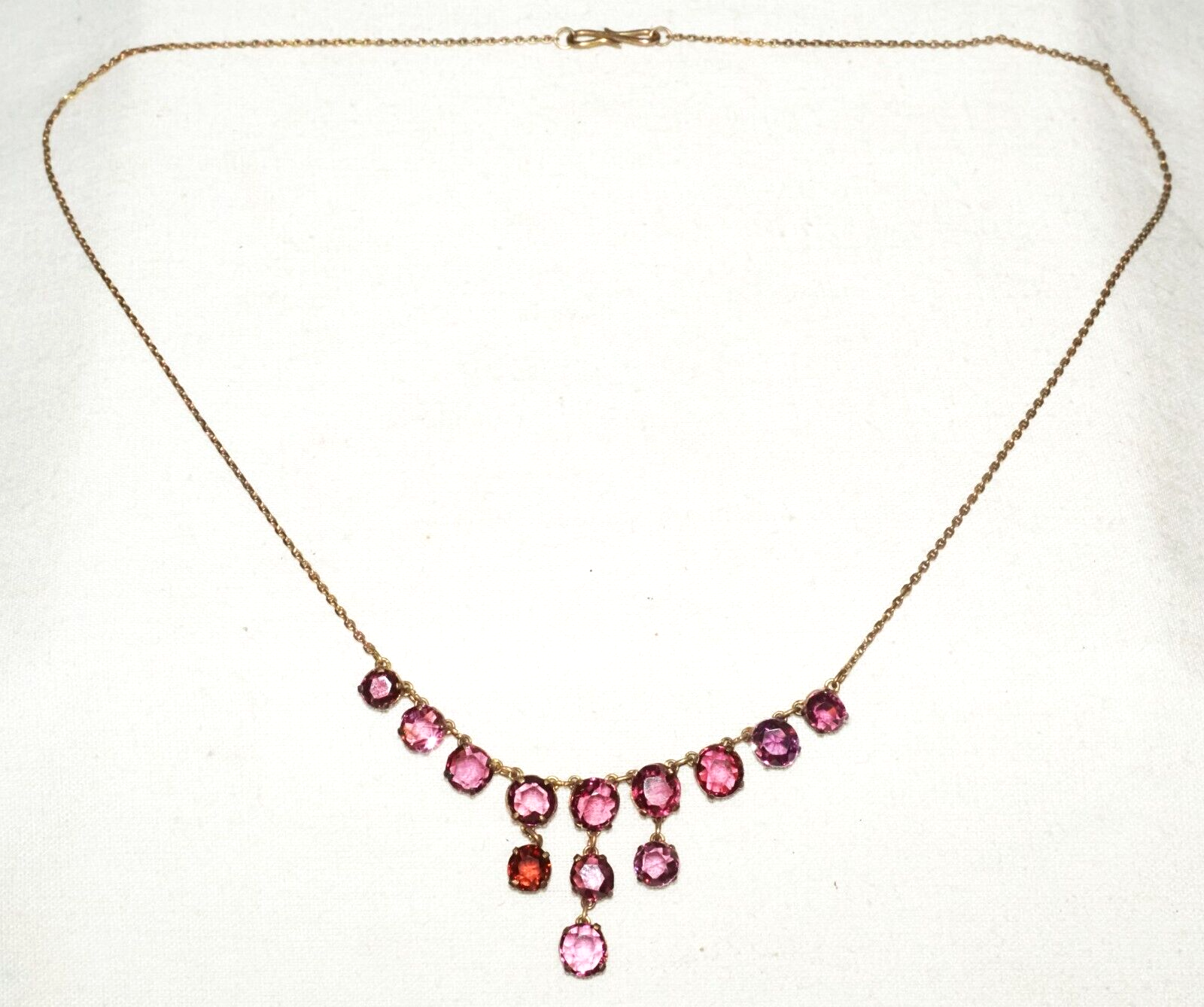 Vintage Gold-washed Sterling Silver Necklace w. 13x Amethyst Pendant  (GoB *#22