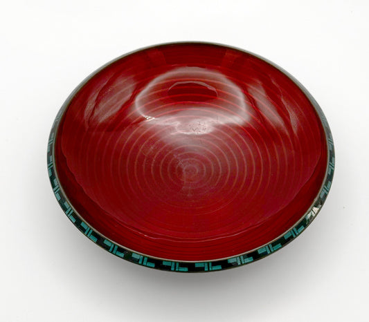 1960s Norwegian Sterling Silver Small Red Enamel Dish By David-Andersen (WeP)