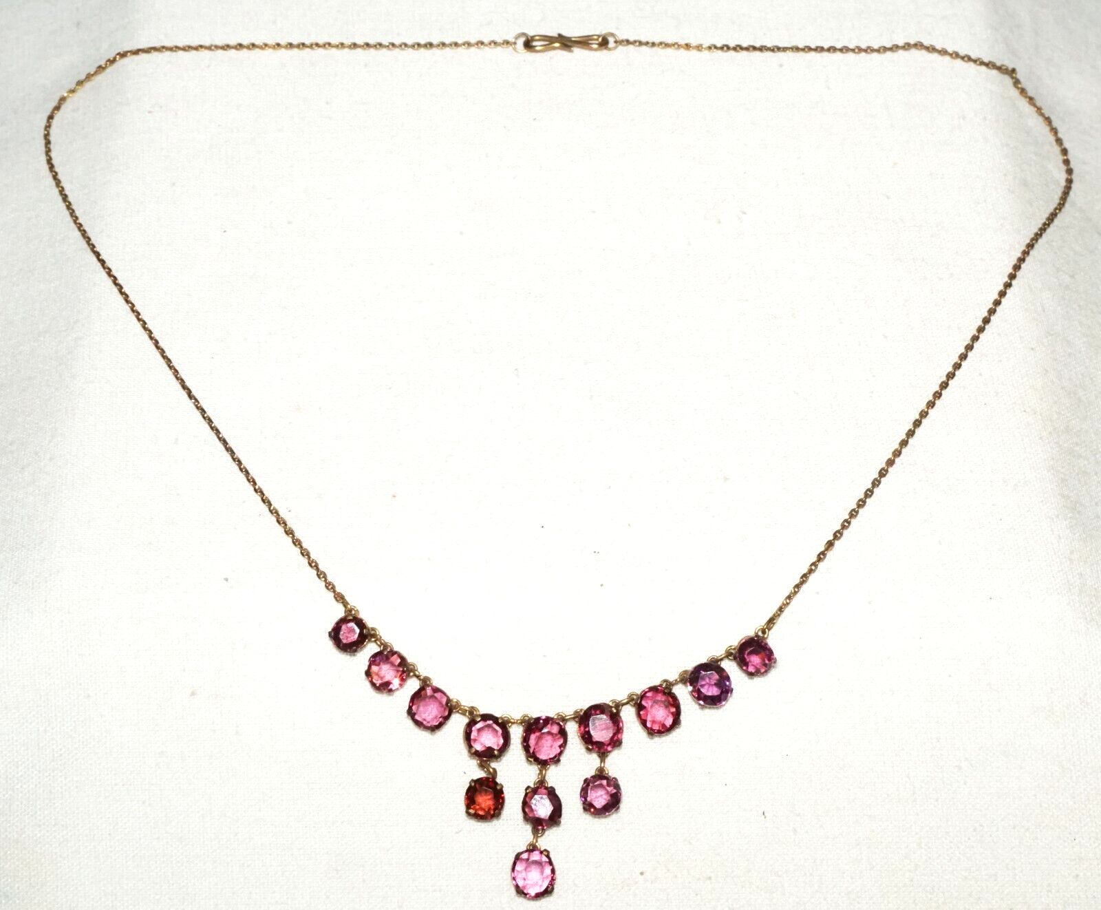 Vintage Gold-washed Sterling Silver Necklace w. 13x Amethyst Pendant  (GoB *#22