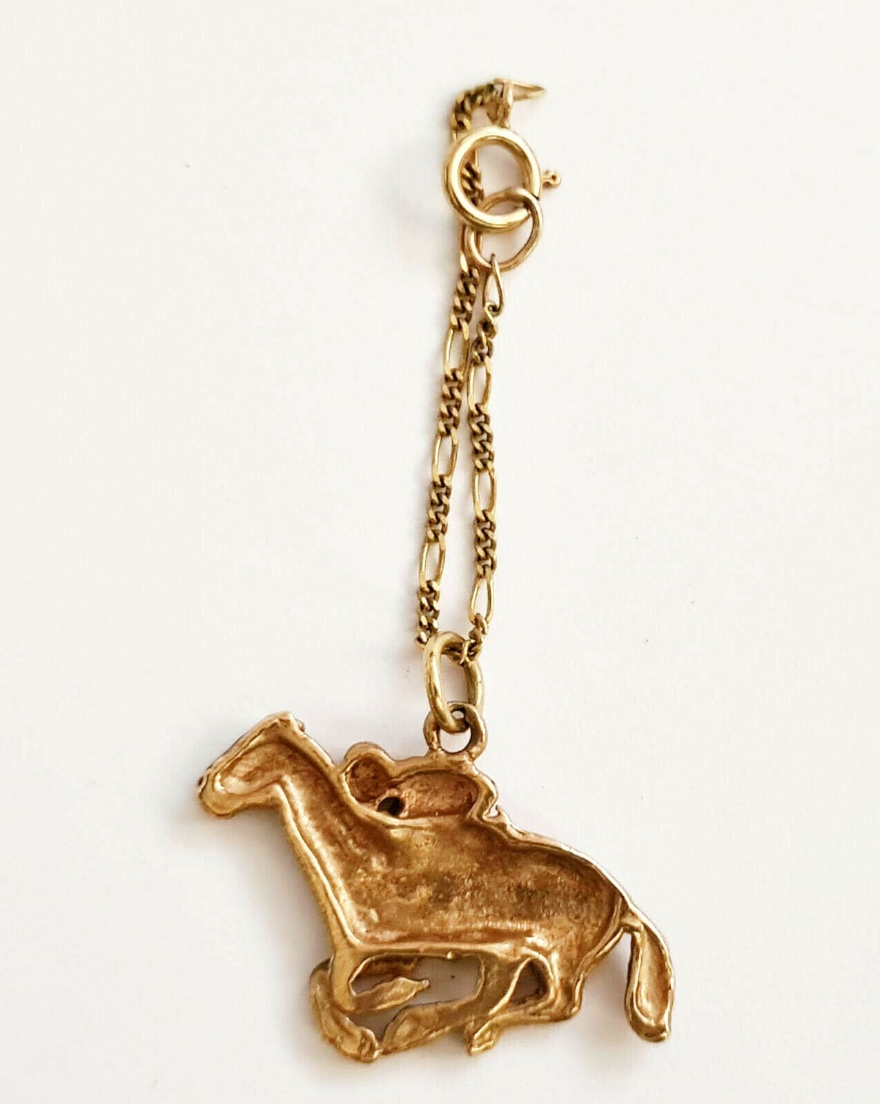 Vintage 14k Yellow Gold Charm Jockey on Racehorse Motif  (WMH)22g