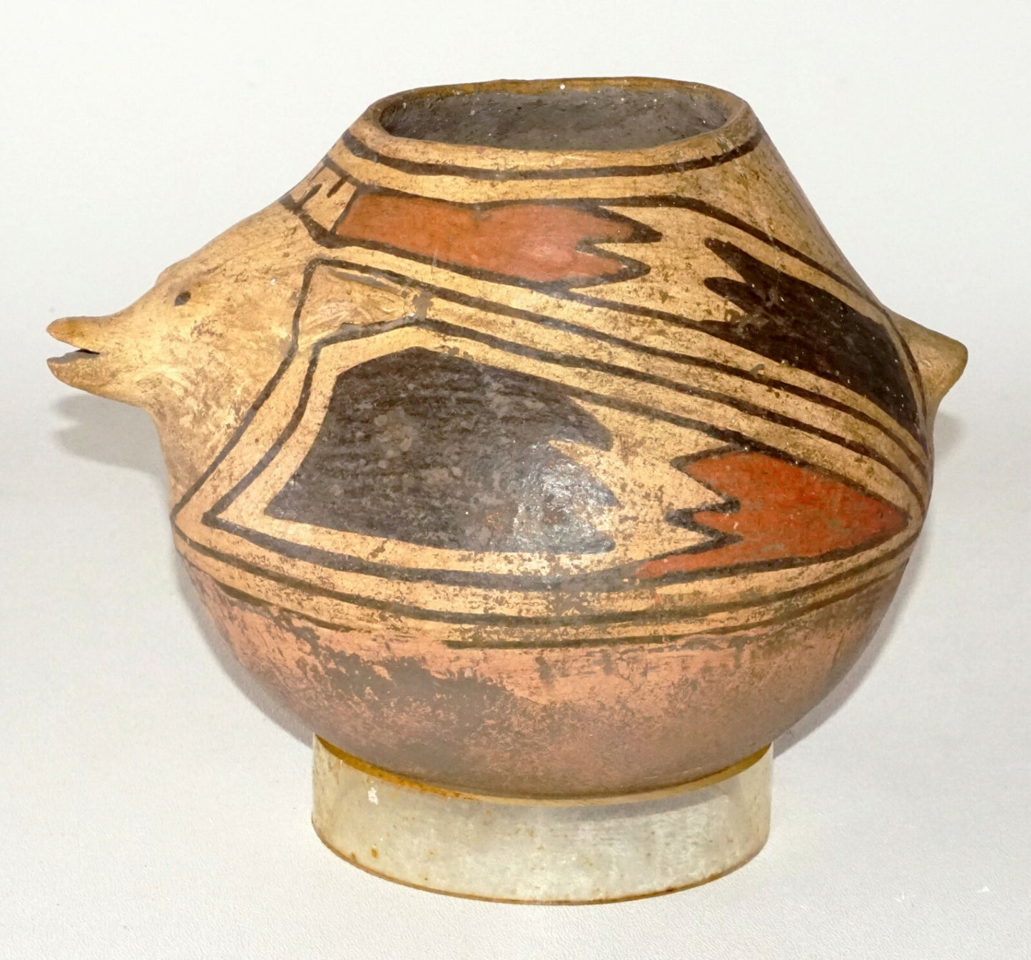 Antique South Western Painted Pottery Animal Motif Bowl Repaired  (FLA)