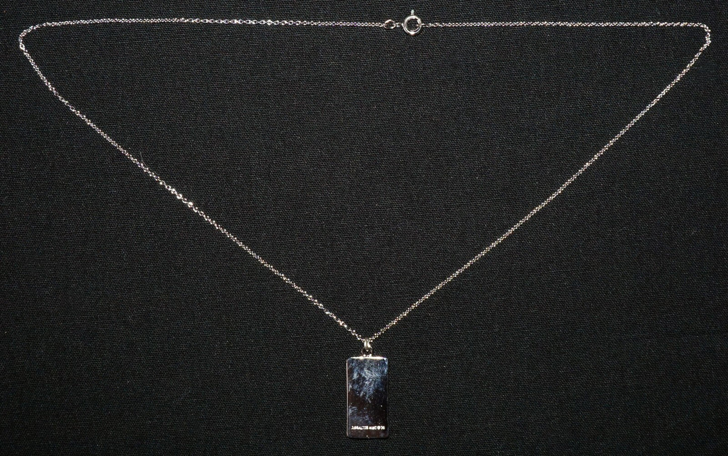 1974 Gibraltor Mint Sterling Silver 100 Grains Bar Pendant & Necklace  (NiD)