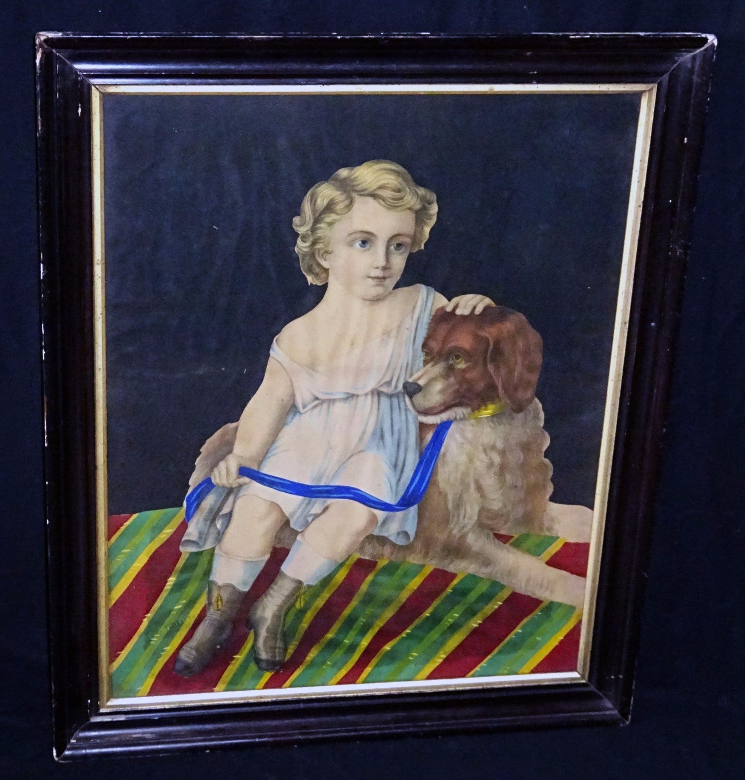 19C Lithograph Print "Fidelity Dog & Child"  by Fishel Adler & Schwartz (Sto) 