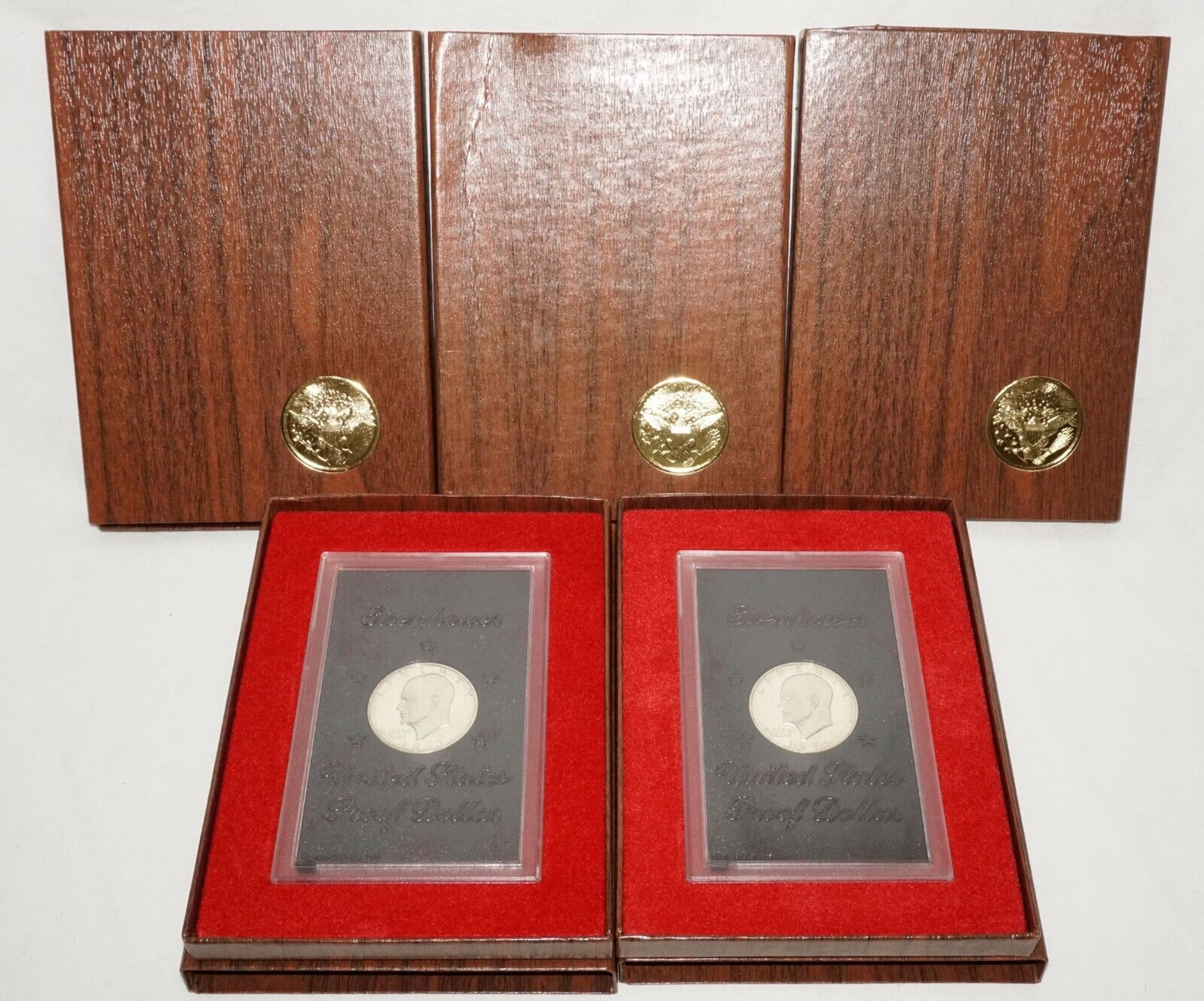 5Pc 1971 US Eisenhower Uncirculated Proof $1 Silver Coin in Case  (KiL)