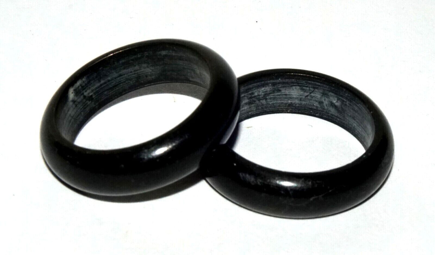 2Pc Vintage Chinese Black Onyx Rings Sz.8 (LeS) R17