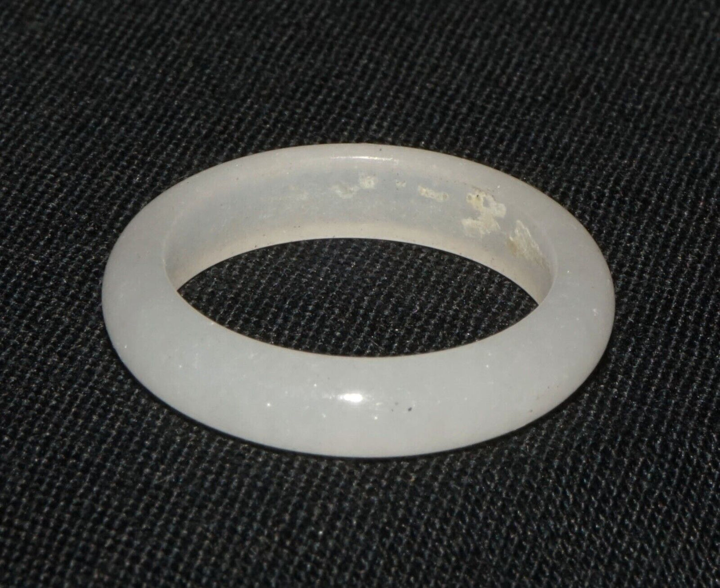 Vintage Chinese Semi Translucent White Jadeite Jade Ring Sz.7 (LeS) R8