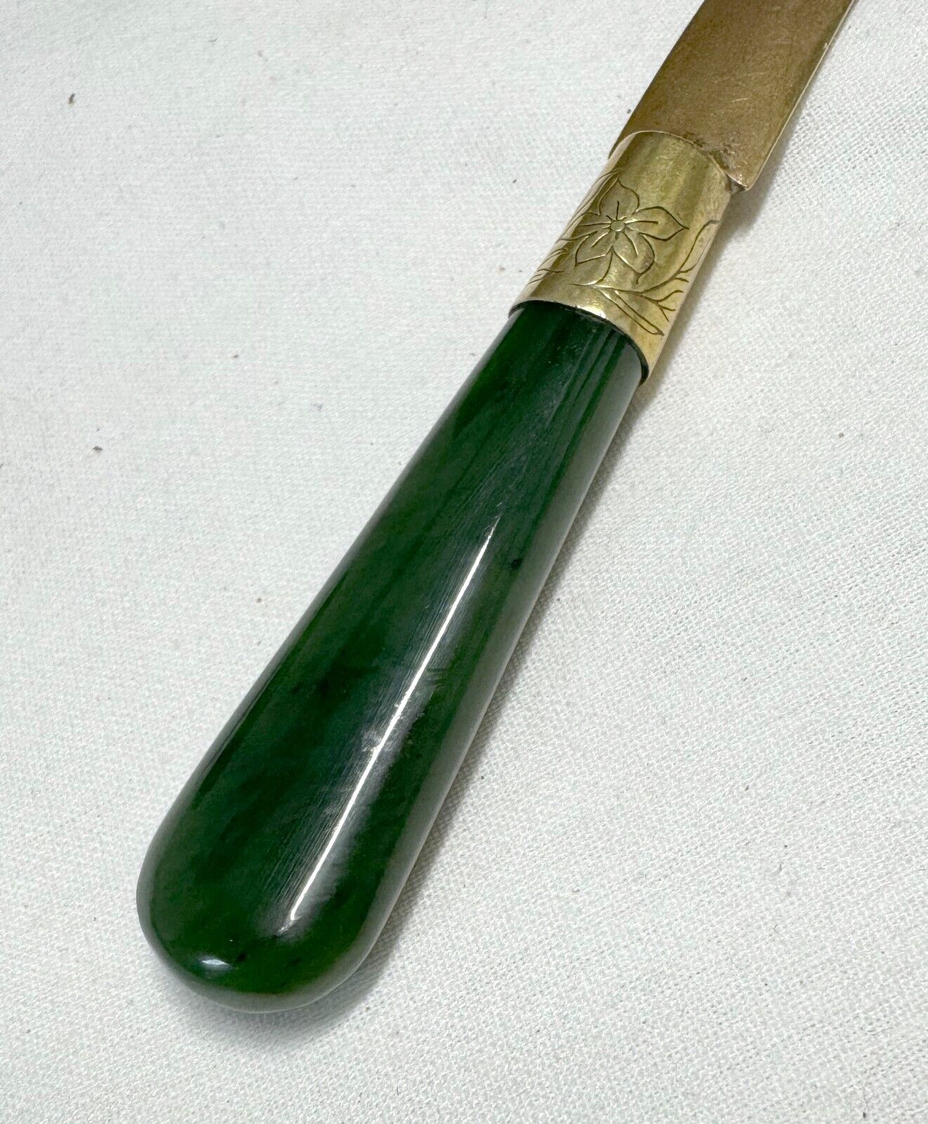 Rare Gump's Brass Letter Opener w Nephrite Jade Handles (MiM)