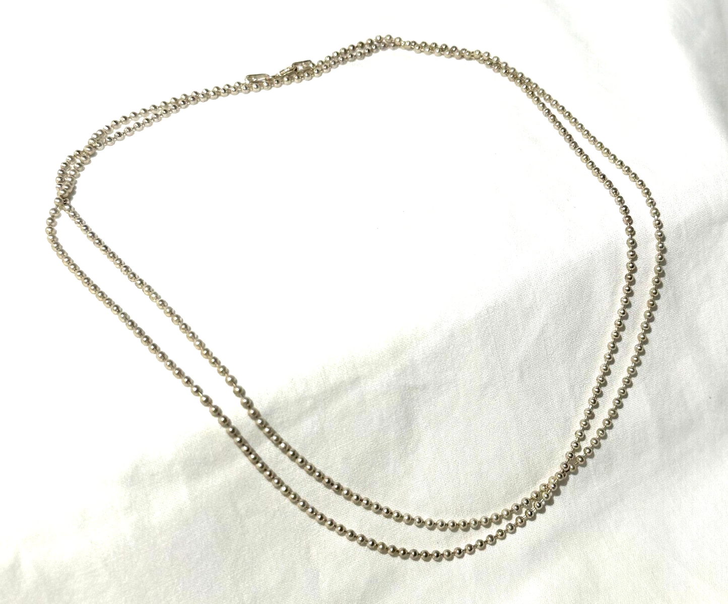 Italian Sterling Silver 925 Bead Necklace 29.5" w Spring Clasp (KiL)24